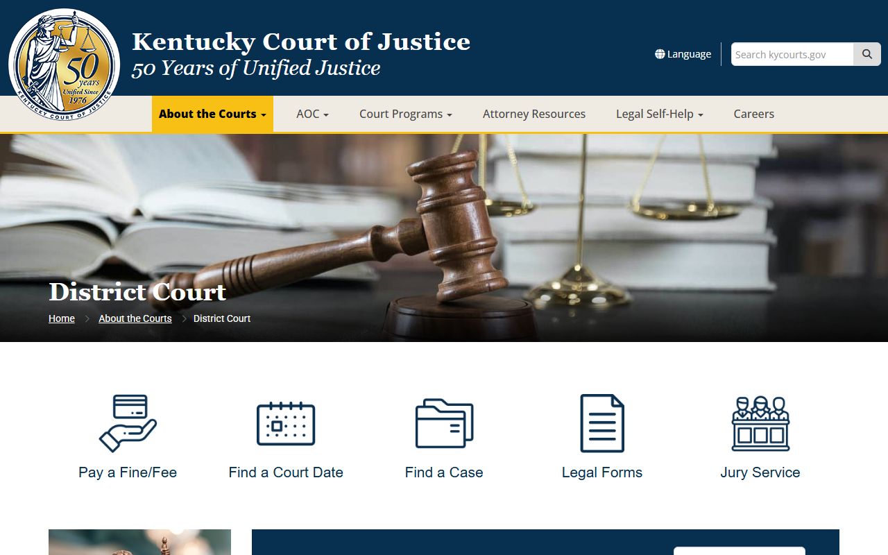 Kentucky District Court jurisdiction page relevant to Hickman County District Court records