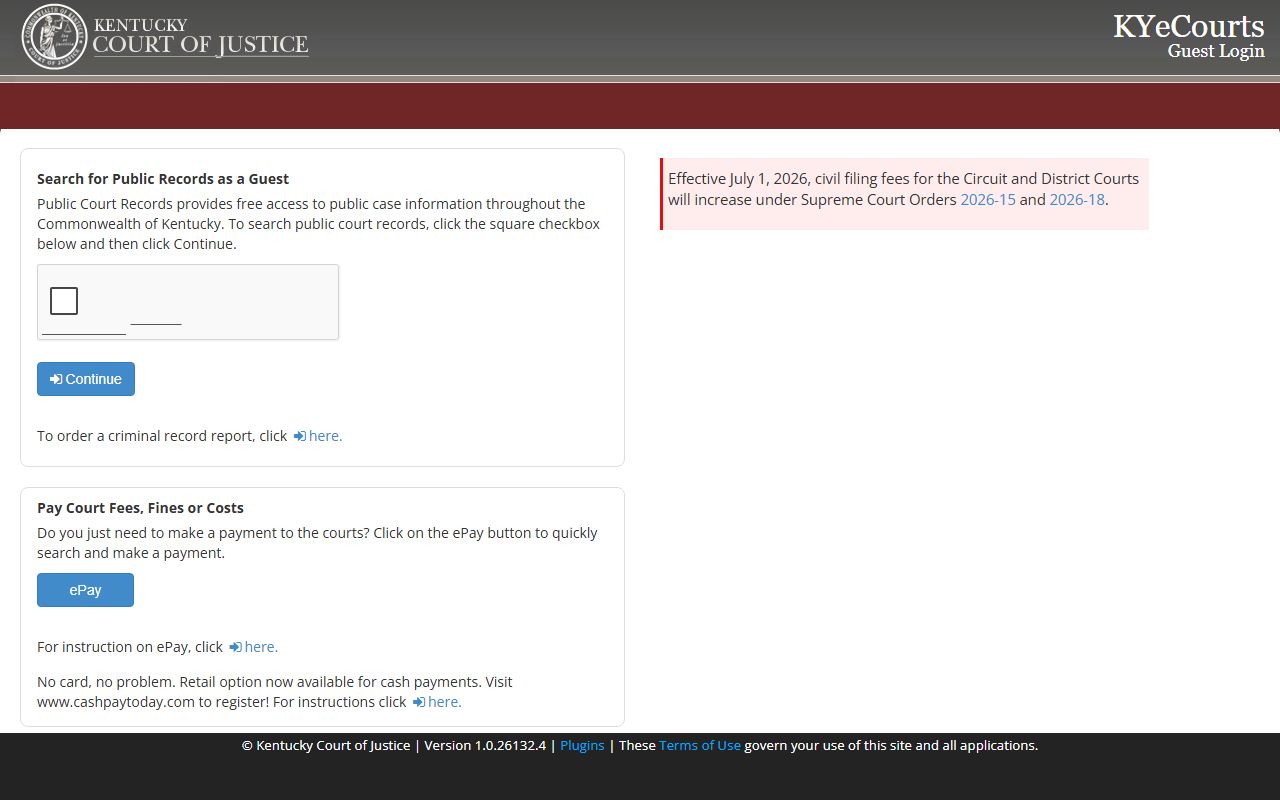 Hickman County court dockets KYeCourts guest login