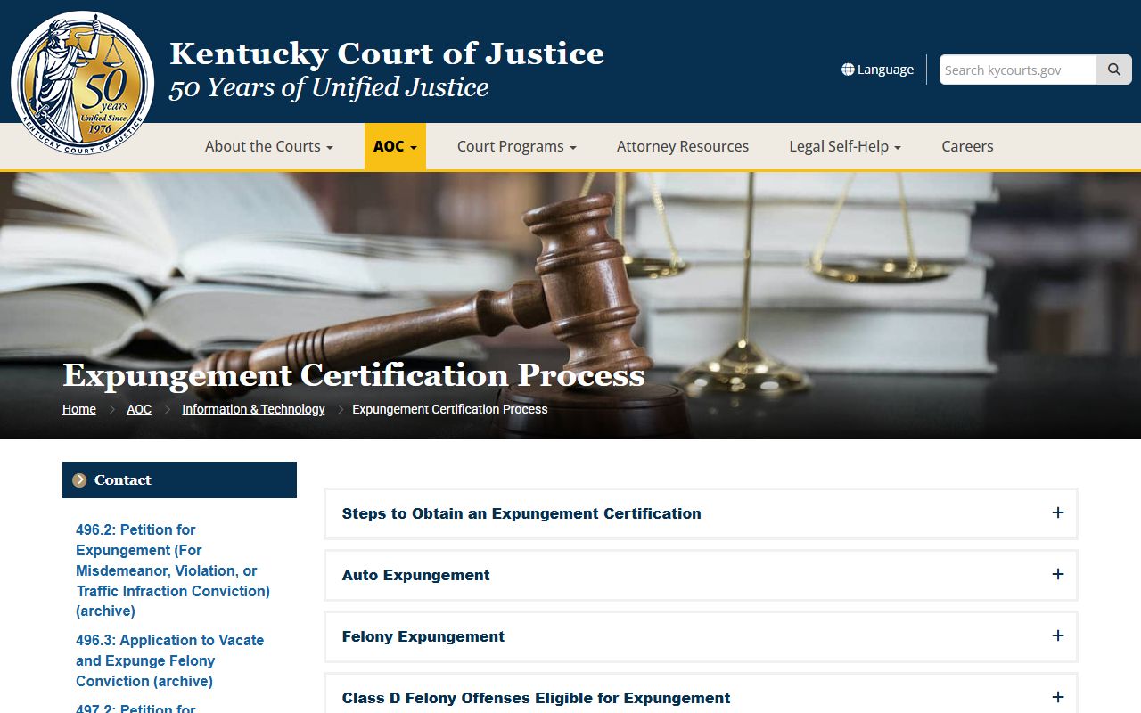 Hickman County criminal court records expungement certification source