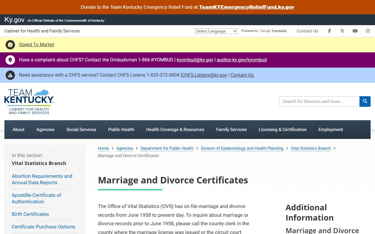 Hickman County marriage and divorce records Kentucky certificate guidance